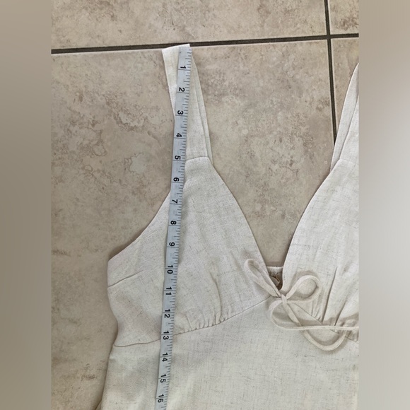 Monteau Ivory Linen Blend Smocked Bodice Midi Sundress Size M NWT - Picture 6 of 12